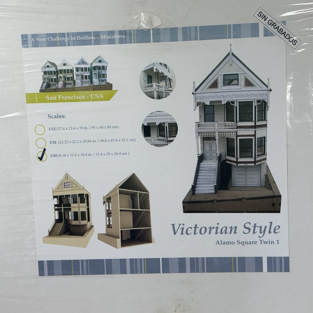 Dollhouse Miniature 1:48 Scale Victorian Style Alamo Square Twin 1 Kit Sealed